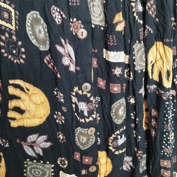 Vintage BILA Boho Elephant Print Maxi Dress Women's Size Large - Picture 4 of 6